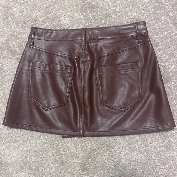 We The Free Dark Brown Leather Mini Skirt - Picture 2 of 6